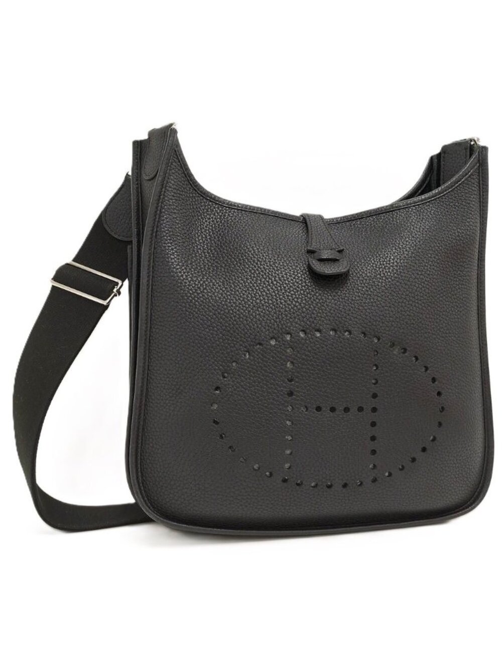 Hermes Evelyne 3 PM Shoulder Bag Black Leather